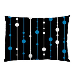 Blue, White And Black Pattern Pillow Case by Valentinaart