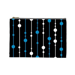 Blue, White And Black Pattern Cosmetic Bag (large)  by Valentinaart