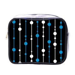 Blue, White And Black Pattern Mini Toiletries Bags by Valentinaart