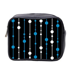 Blue, White And Black Pattern Mini Toiletries Bag 2-side