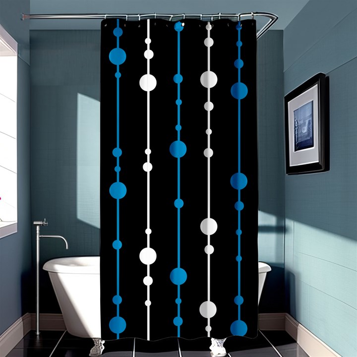 Blue, white and black pattern Shower Curtain 36  x 72  (Stall) 