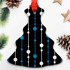 Blue, White And Black Pattern Christmas Tree Ornament (2 Sides)