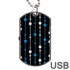 Blue, White And Black Pattern Dog Tag Usb Flash (two Sides) 