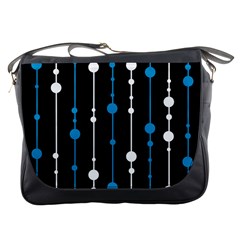 Blue, White And Black Pattern Messenger Bags by Valentinaart