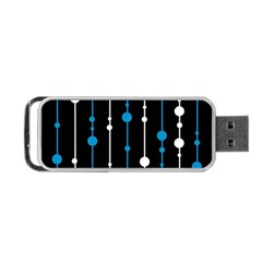 Blue, White And Black Pattern Portable Usb Flash (one Side)