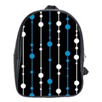 Blue, white and black pattern School Bags (XL)  Front