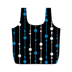 Blue, White And Black Pattern Full Print Recycle Bags (m)  by Valentinaart