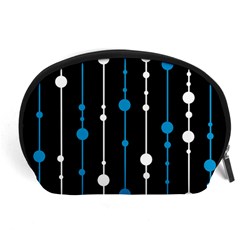 Blue, White And Black Pattern Accessory Pouches (large)  by Valentinaart