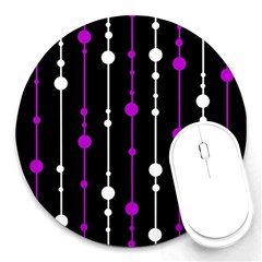 Purple, Black And White Pattern Round Mousepads by Valentinaart