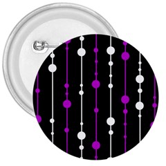 Purple, Black And White Pattern 3  Buttons