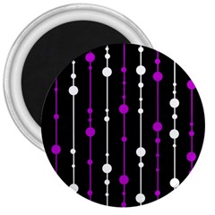 Purple, Black And White Pattern 3  Magnets