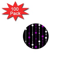 Purple, Black And White Pattern 1  Mini Buttons (100 Pack) 