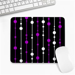 Purple, Black And White Pattern Large Mousepads by Valentinaart