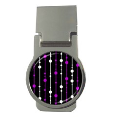 Purple, Black And White Pattern Money Clips (round) 