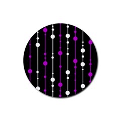 Purple, Black And White Pattern Rubber Coaster (round) 