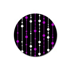 Purple, Black And White Pattern Magnet 3  (round)