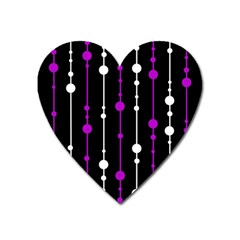 Purple, Black And White Pattern Heart Magnet