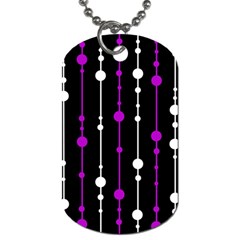 Purple, Black And White Pattern Dog Tag (one Side) by Valentinaart