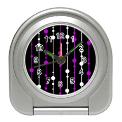 Purple, Black And White Pattern Travel Alarm Clocks by Valentinaart