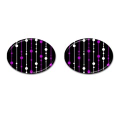 Purple, Black And White Pattern Cufflinks (oval) by Valentinaart