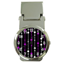 Purple, Black And White Pattern Money Clip Watches