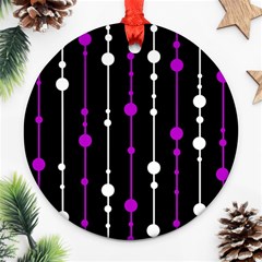 Purple, Black And White Pattern Round Ornament (two Sides)  by Valentinaart