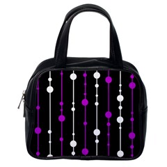 Purple, Black And White Pattern Classic Handbags (one Side)