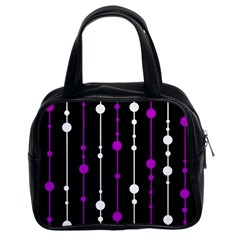 Purple, Black And White Pattern Classic Handbags (2 Sides) by Valentinaart