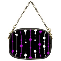 Purple, Black And White Pattern Chain Purses (one Side) 