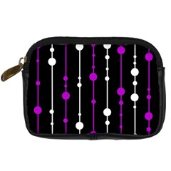 Purple, Black And White Pattern Digital Camera Cases by Valentinaart