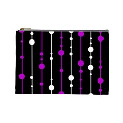 Purple, Black And White Pattern Cosmetic Bag (large) 