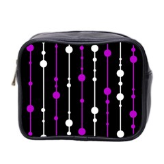 Purple, Black And White Pattern Mini Toiletries Bag 2-side by Valentinaart