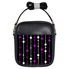 Purple, Black And White Pattern Girls Sling Bags