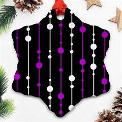 Purple, Black And White Pattern Ornament (snowflake) 