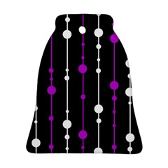 Purple, Black And White Pattern Ornament (bell)  by Valentinaart