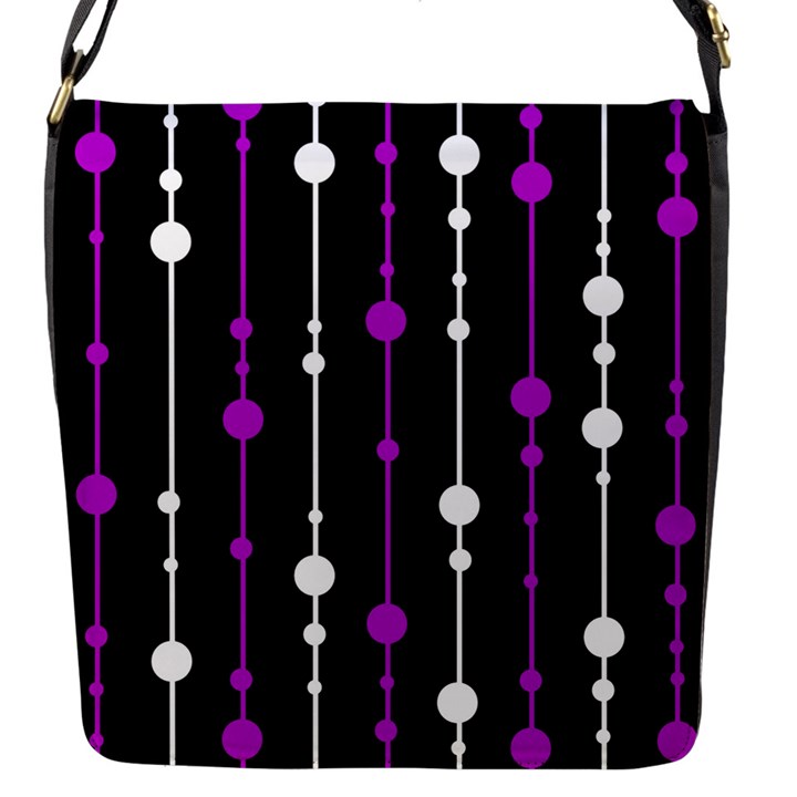 Purple, black and white pattern Flap Messenger Bag (S)