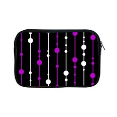 Purple, Black And White Pattern Apple Ipad Mini Zipper Cases by Valentinaart