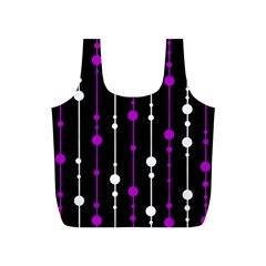 Purple, Black And White Pattern Full Print Recycle Bags (s) 