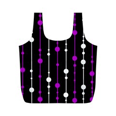 Purple, Black And White Pattern Full Print Recycle Bags (m)  by Valentinaart