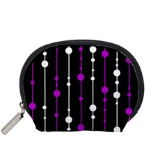 Purple, Black And White Pattern Accessory Pouches (small)  by Valentinaart