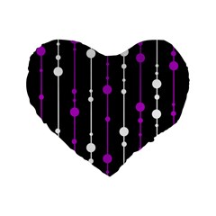 Purple, Black And White Pattern Standard 16  Premium Flano Heart Shape Cushions by Valentinaart