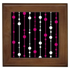 Magenta White And Black Pattern Framed Tiles by Valentinaart