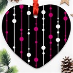 Magenta white and black pattern Ornament (Heart)  Front