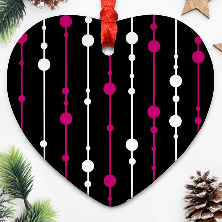 Magenta white and black pattern Ornament (Heart) 