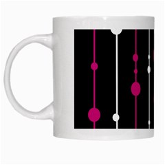 Magenta White And Black Pattern White Mugs