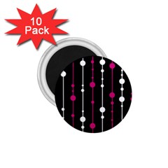 Magenta White And Black Pattern 1 75  Magnets (10 Pack) 