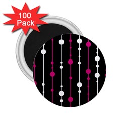 Magenta White And Black Pattern 2 25  Magnets (100 Pack) 