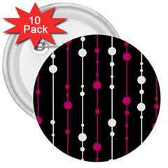 Magenta White And Black Pattern 3  Buttons (10 Pack)  by Valentinaart