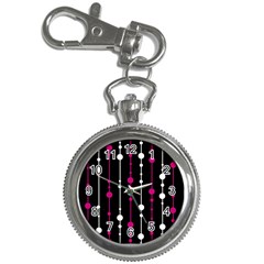 Magenta White And Black Pattern Key Chain Watches