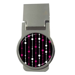 Magenta White And Black Pattern Money Clips (round) 